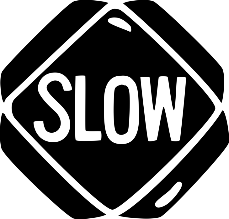 Vector Illustration of Traffic Road Sign Says Go Slow and Proceed with Caution