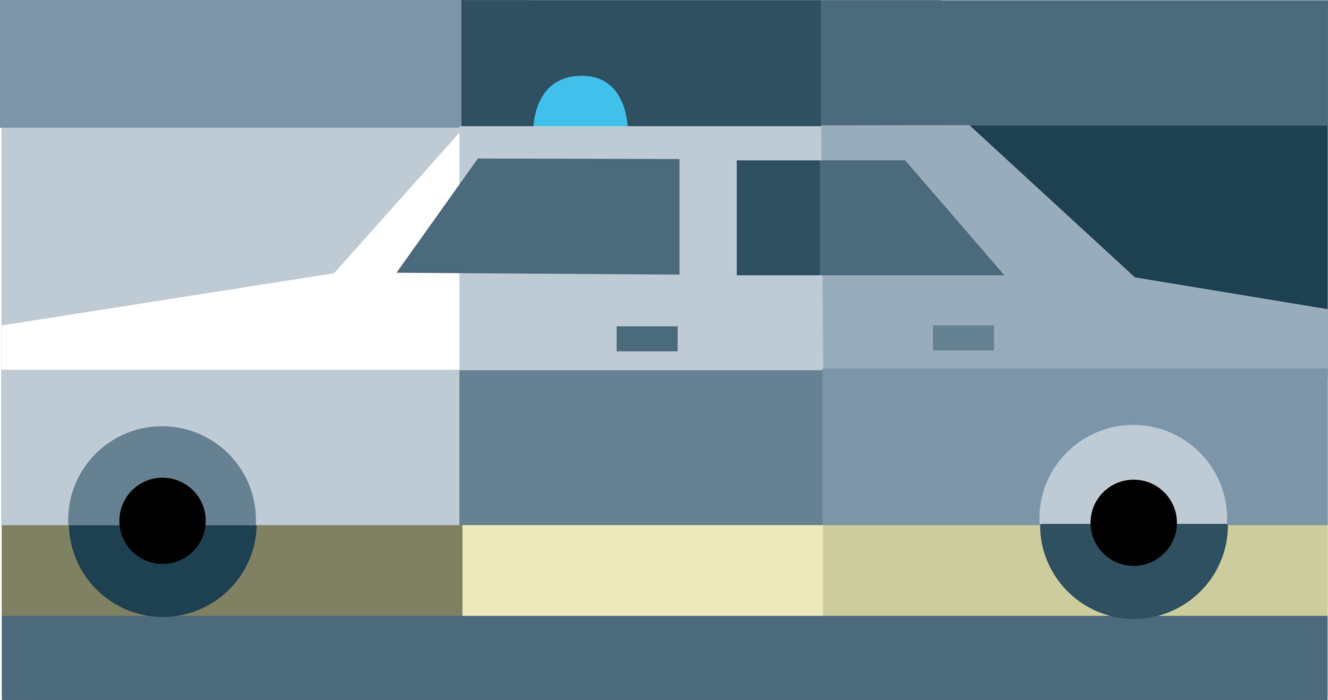 Vector Illustration of Law Enforcement Police Car Cruiser Squad Car Automobile Motor Vehicle