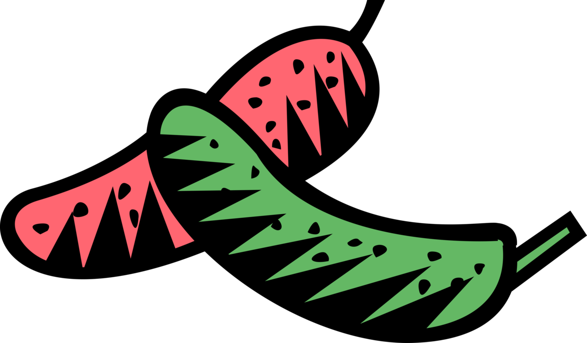 Vector Illustration of Red and Green Chili Cayenne Peppers