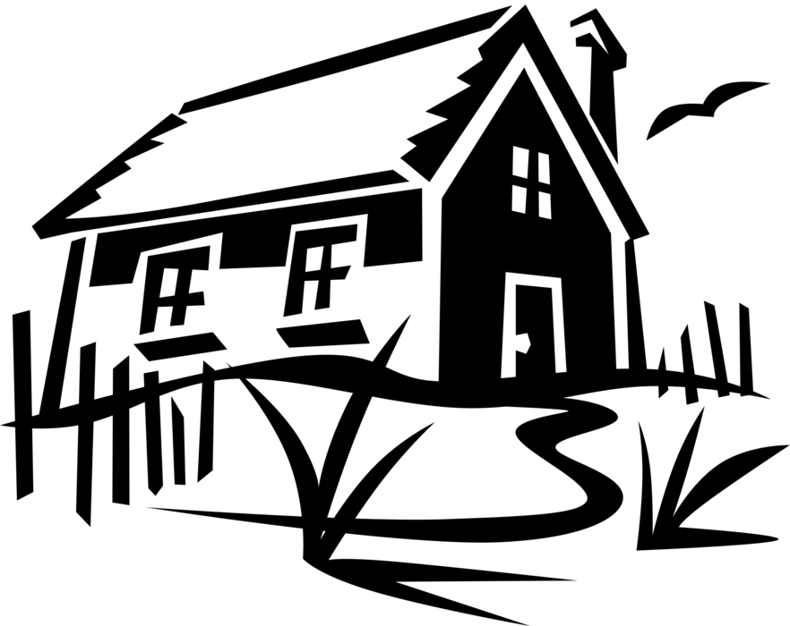Vector Illustration of Country Cottage Cabin House Dwelling Residence