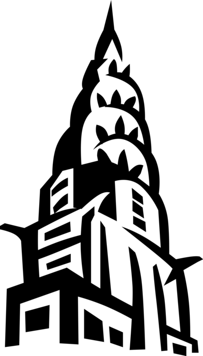 Vector Illustration of Chrysler Building Iconic Art Deco-Style Architecture Skyscraper in Midtown Manhattan in New York City