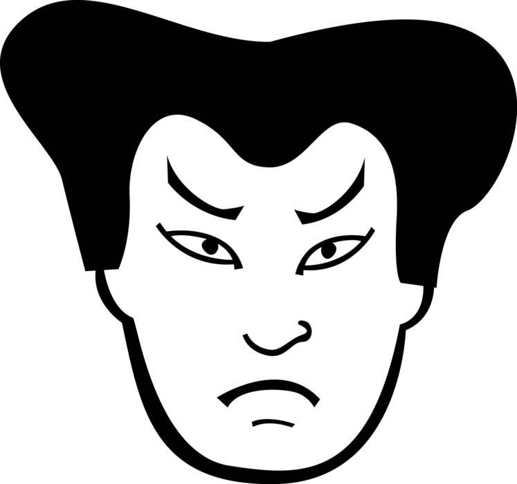 Vector Illustration of Japanese Cultural Mask Frowning