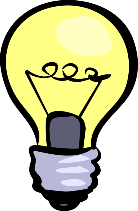 Vector Illustration of Electric Light Bulb Symbol of Invention, Innovation, Inspiration and Good Ideas