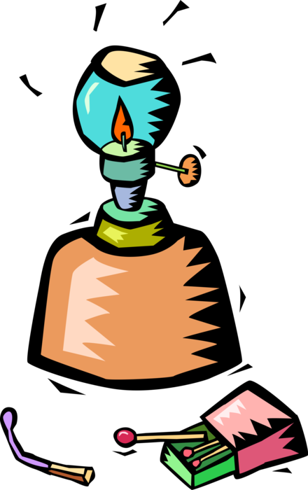 Vector Illustration of Kerosene Oil Lamp Hurricane Lantern with Box of Matches