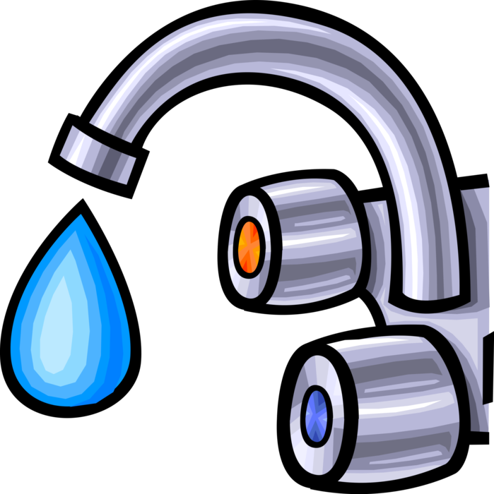 Vector Illustration of Tap Water as Precious Resource with Sink Faucet Spigot