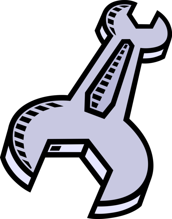 Vector Illustration of Adjustable Wrench or Spanner Tool with Adjustable "Jaw" Width