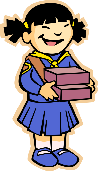 Vector Illustration of Primary or Elementary School Student Girl Guide
