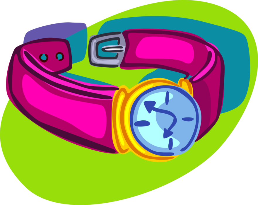 Vector Illustration of Wristwatch Timepiece Watch Keeps Time