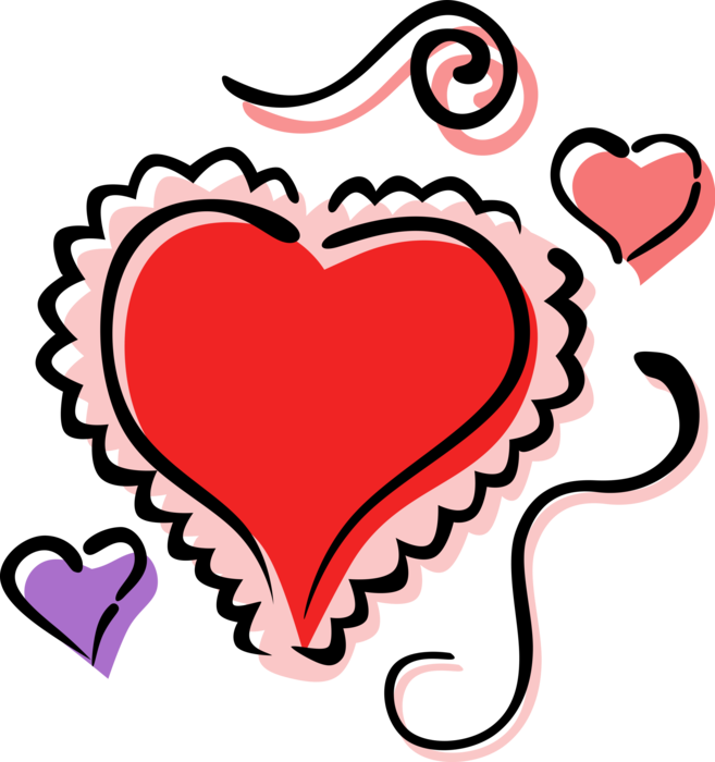 Vector Illustration of Valentine's Day Sentimental Love Hearts Expression of Affection