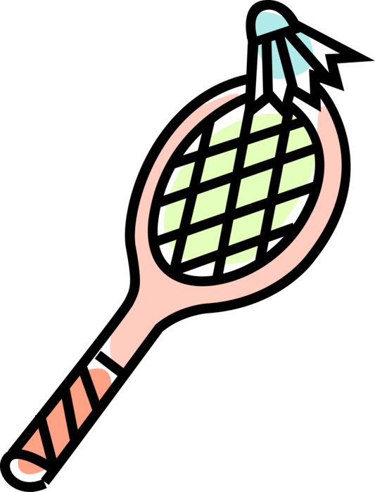 Vector Illustration of Sport of Badminton Racket or Racquet and Shuttlecock Birdie