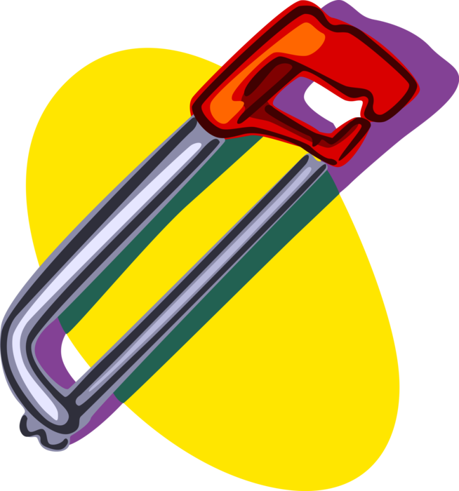 Vector Illustration of Fine-Toothed Metal Cutting Hacksaw Saw Tool