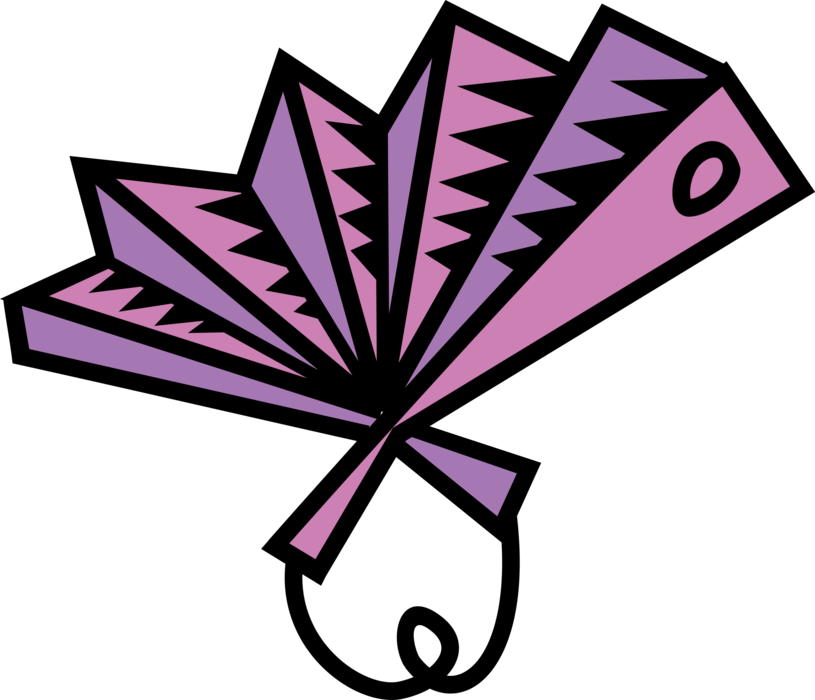Vector Illustration of Chinese and Japanese Folding Hand Fan