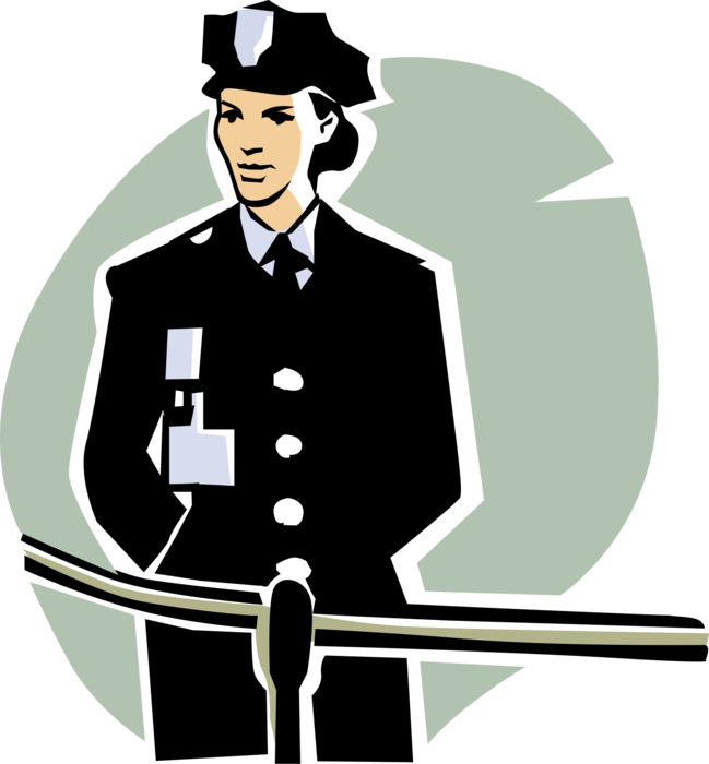 Vector Illustration of Law Enforcement Female Police Officer Cop