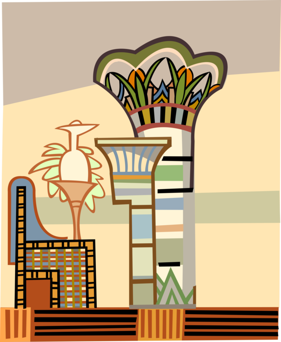 Vector Illustration of Ancient Egyptian Tomb Painting
