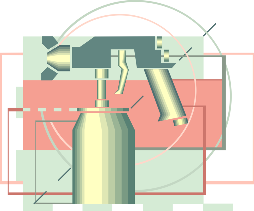 Vector Illustration of Compressed Gas Paint Sprayer Spray Painting Device