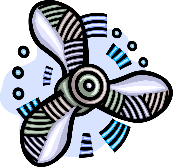 Vector Illustration of Propeller Fan Blades Transmit Power by Converting Rotational Motion into Thrust