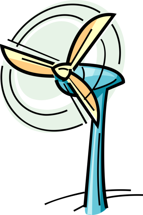 Vector Illustration of Wind Power Turbine Windmills Renewable Green Energy Source