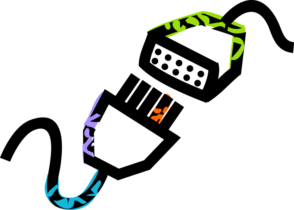 Vector Illustration of Computer Peripheral Cable Connectors