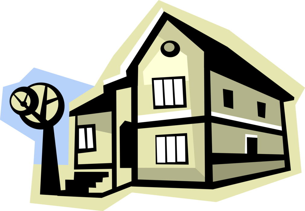 Vector Illustration of Residential Real Estate Family Home House Residence