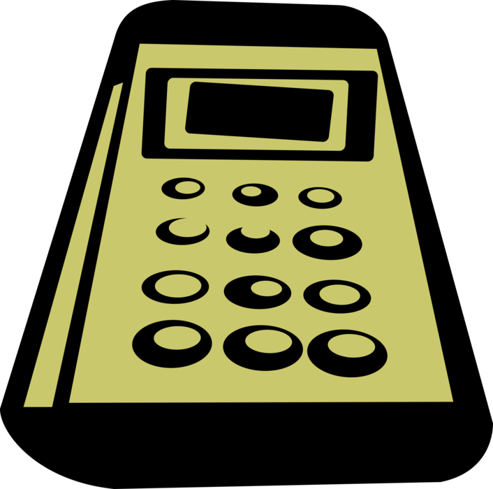 Vector Illustration of Calculator Portable Electronic Device Performs Basic Operations of Mathematics