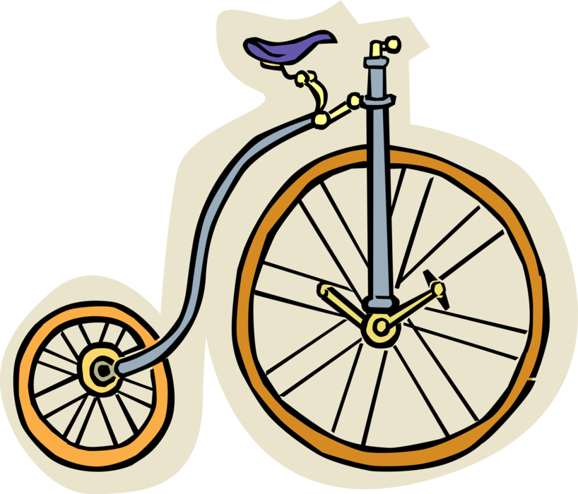 Vector Illustration of Old Fashioned Antique Penny-Farthing First Machine to be Called "Bicycle"