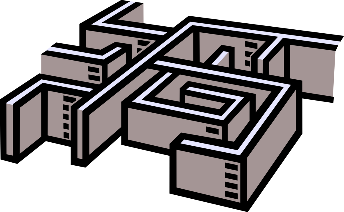 Vector Illustration of Maze Labyrinth with Walls and Passageways