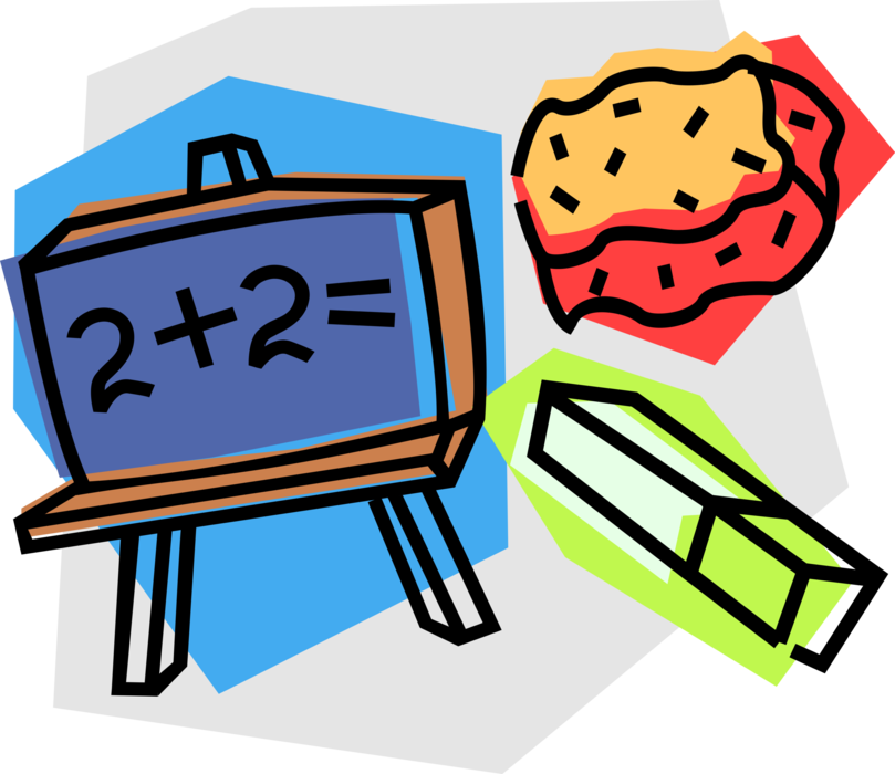 Vector Illustration of School Blackboard or Chalkboard in Classroom with Mathematics Lesson