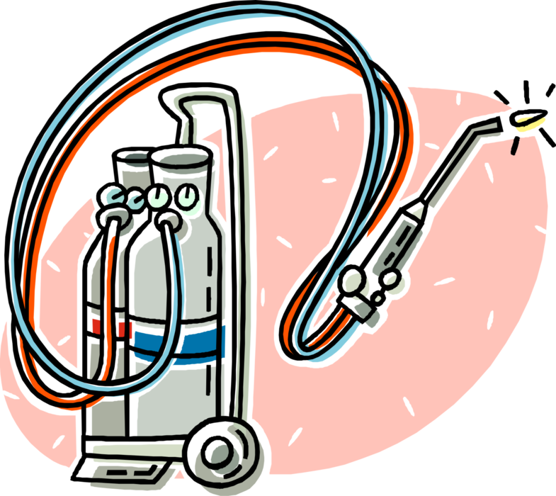 Vector Illustration of Oxy-Acetylene Welding Equipment Cutting Torch