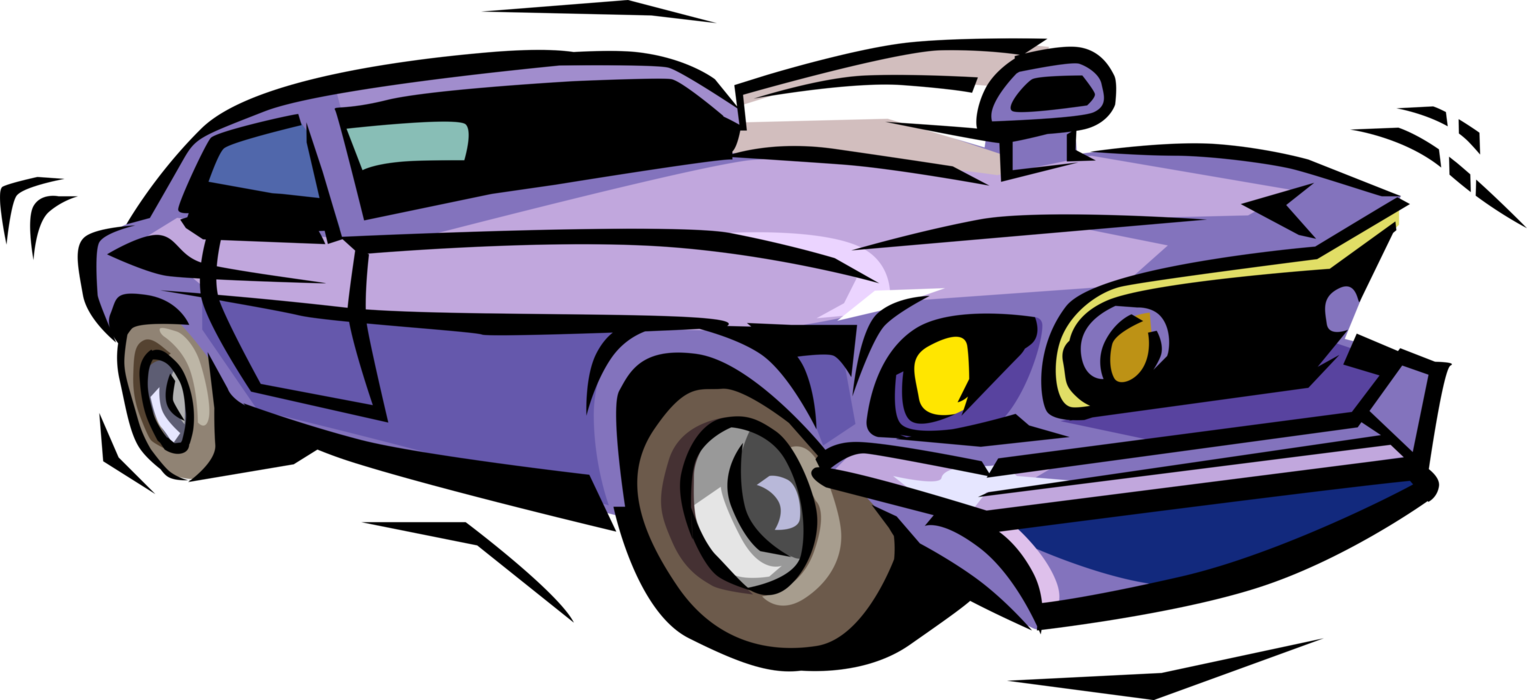 Vector Illustration of Muscle Car Automobile Motor Vehicle Sports Car