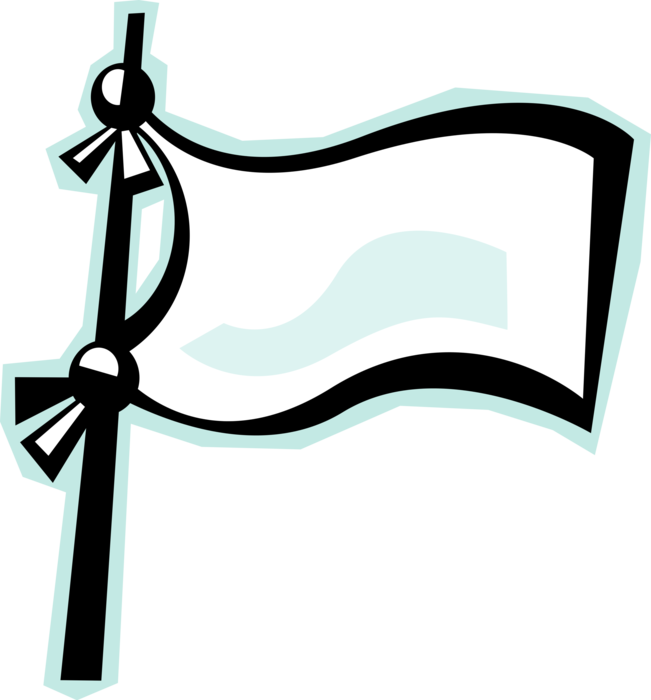 Vector Illustration of White Flag Internationally Recognized Protective Sign of Surrender, Truce or Ceasefire