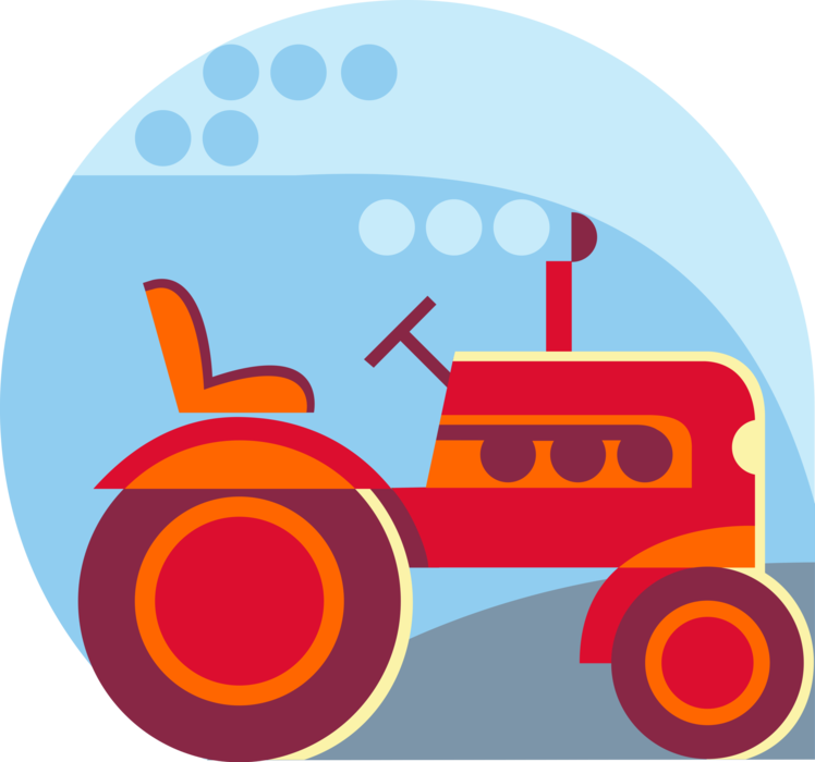 Vector Illustration of Farm Equipment Farming Tractor