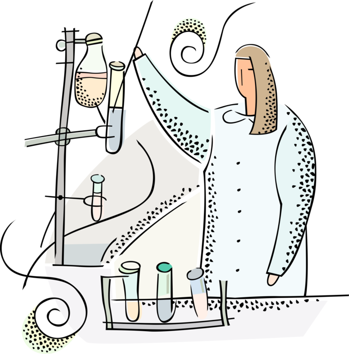 Vector Illustration of Chemical Scientist Conducts Research in Chemistry Laboratory