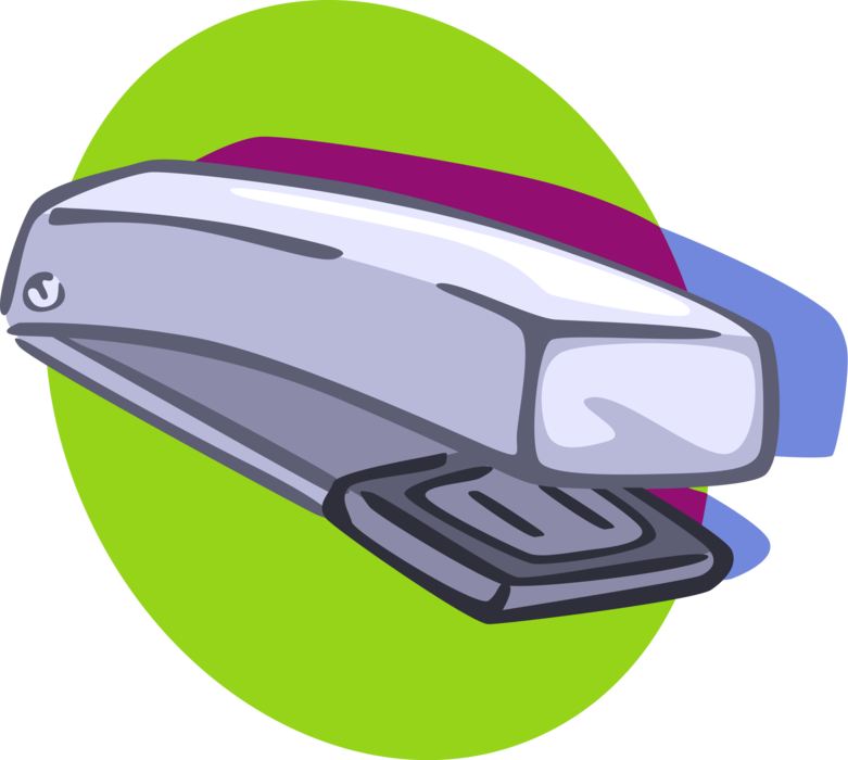 Vector Illustration of Stapler Mechanical Device Joins Pages of Paper with Thin Metal Staple