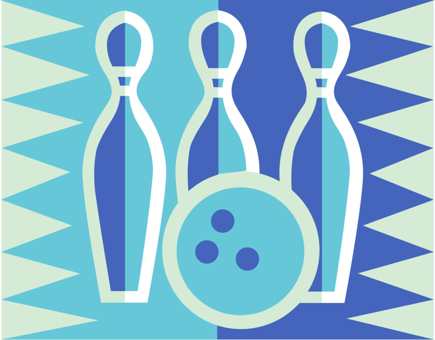 Vector Illustration of Sports Equipment Bowling Ball and Bowling Pins
