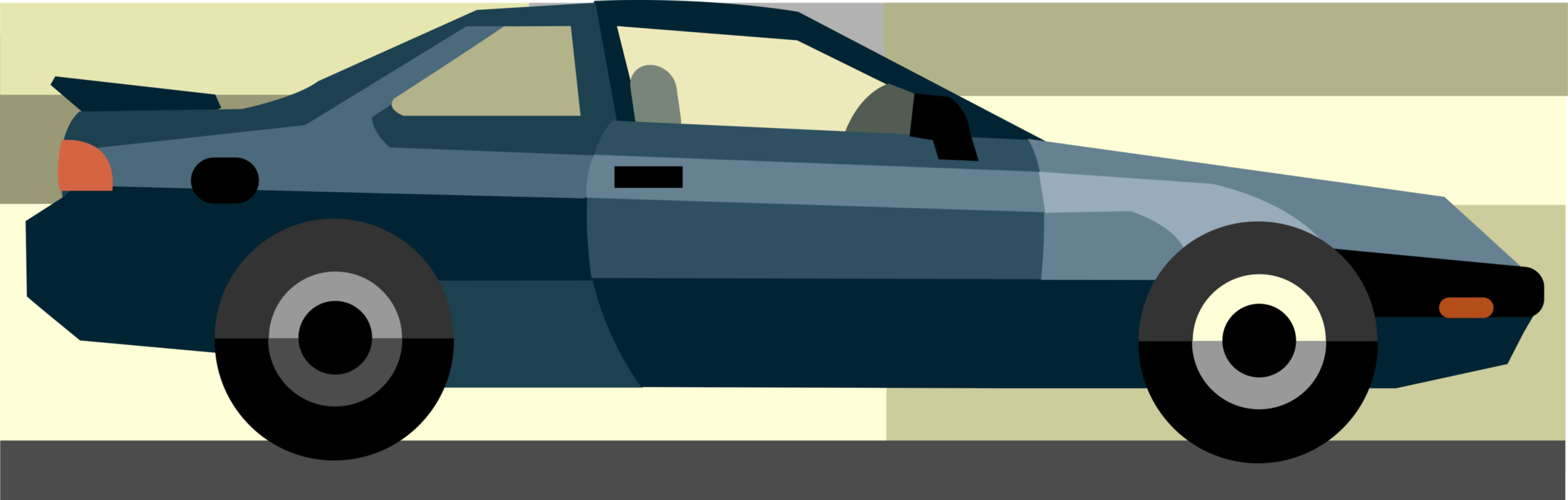 Vector Illustration of Two Door Compact Automobile Motor Vehicle Car