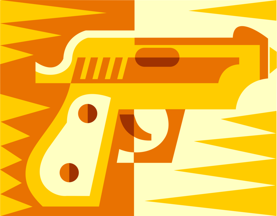 Vector Illustration of Handgun Handheld Firearm Weapon Gun