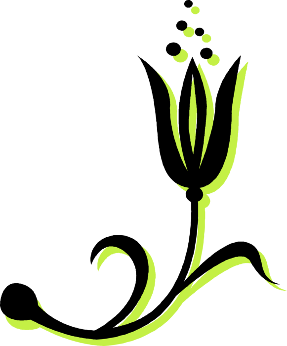 Vector Illustration of Botanical Horticulture Plant Floral Flower Blossom and Pollen