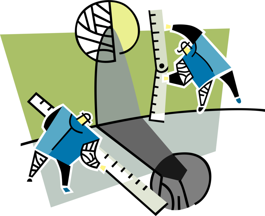 Vector Illustration of Measurement Rulers Measure and Calculate Distance to Objective