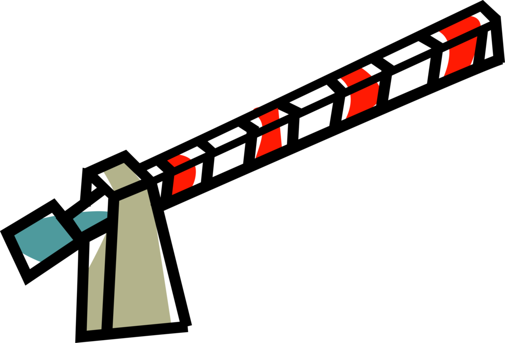 Vector Illustration of Traffic Barrier Stops Automobile Motor Vehicles