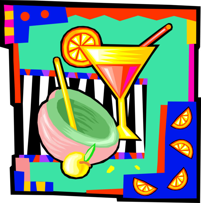 Vector Illustration of Alcohol Beverage Cocktail Drinks