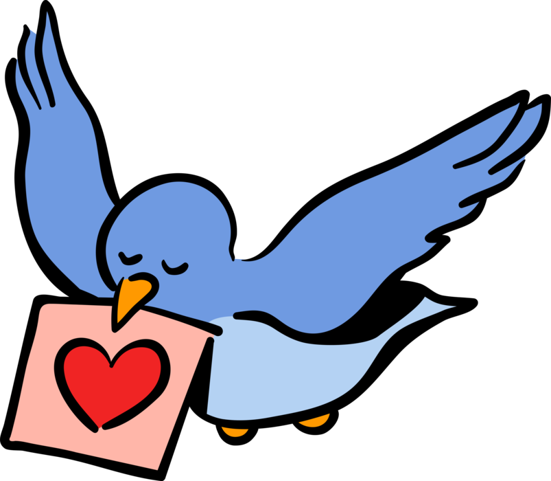 Vector Illustration of Love Bird and Valentine's Day Card with Love Heart