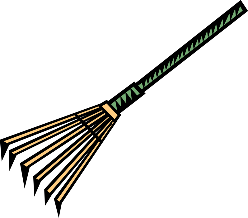 Vector Illustration of Lawn Rake for Raking Leaves and Debris