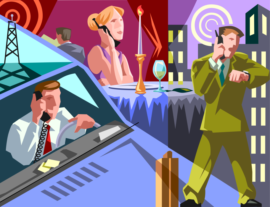 Vector Illustration of The Importance of the Telephone in Telecommunications