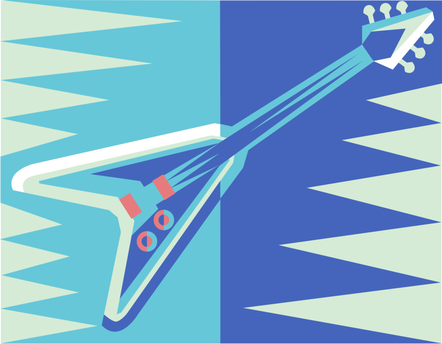 Vector Illustration of Flying V Electric Guitar Stringed Musical Instrument