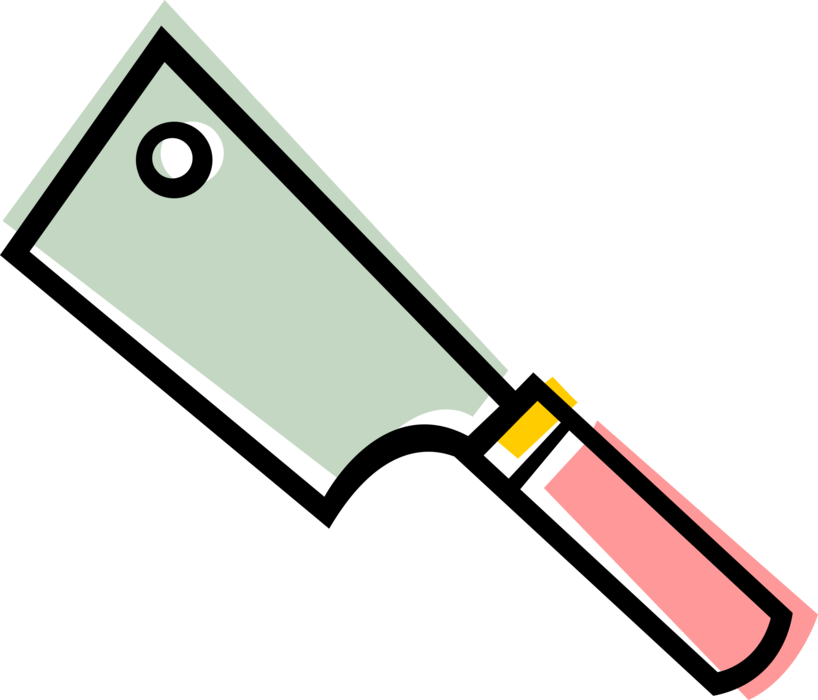 Vector Illustration of Kitchen Kitchenware Meat Cleaver Knife