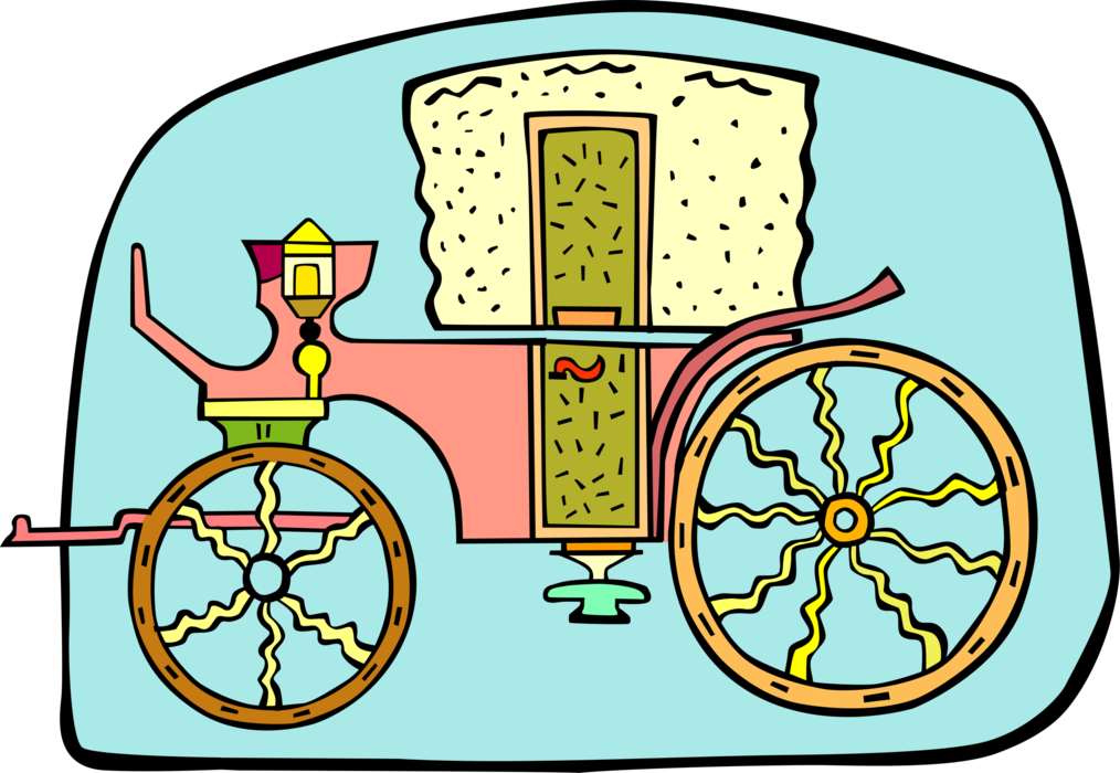 Vector Illustration of Horse-Drawn Carriage Vehicle