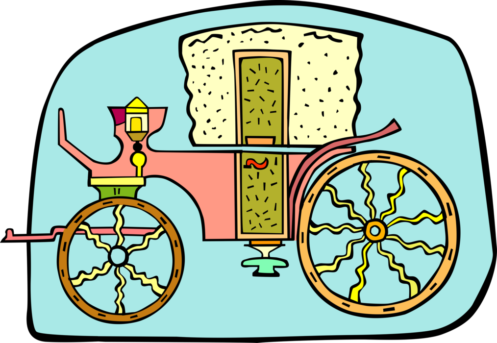 Vector Illustration of Horse-Drawn Carriage Vehicle