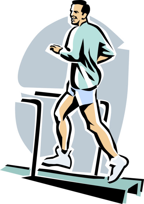 Vector Illustration of Fitness and Exercise Workout Jogger Running on Treadmill
