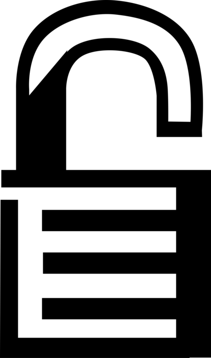 Vector Illustration of Open Padlock Security Key Lock