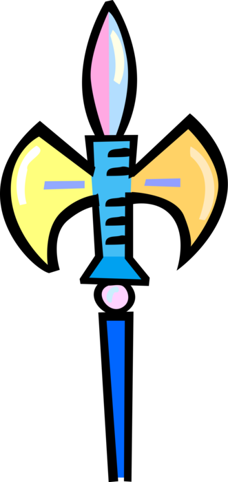 Vector Illustration of Medieval Battle Axe Spear